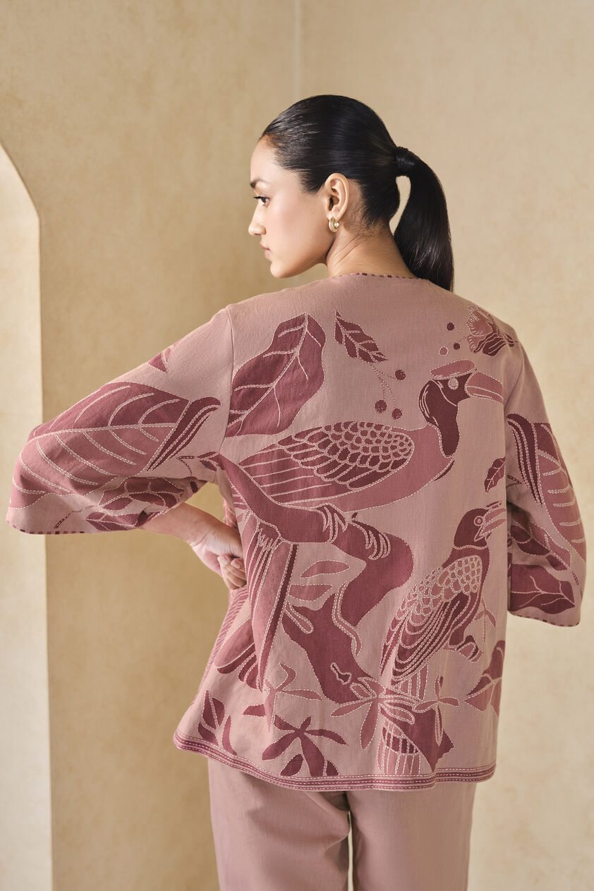 Fig Handcrafted Kantha Overlayer Set - Pink, Pink, image 9